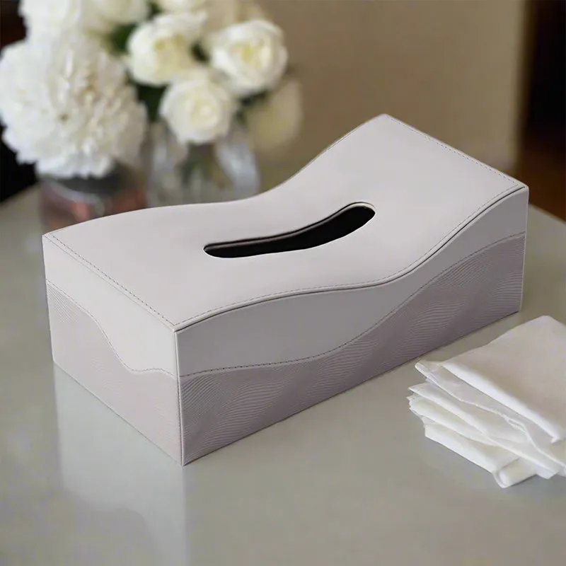 Veltrix Faux Leather Tissue Holder - Grey media 1