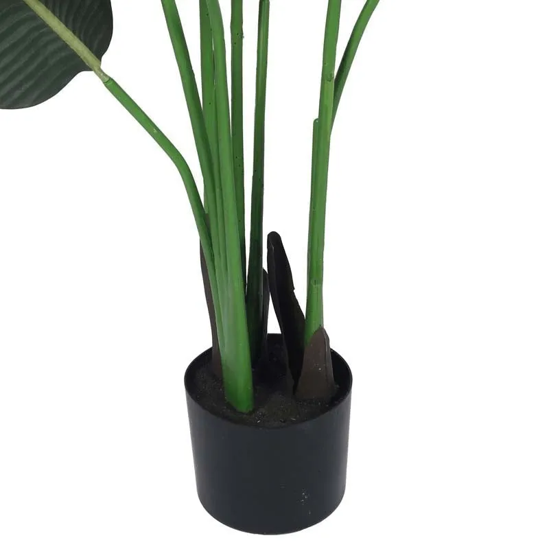 Faux Lush Bird of Paradise Plant With Black Plastic Pot - 4 Feet media 5