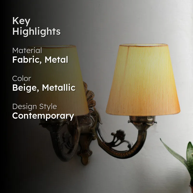 Vintage Duo Metal Wall Lamp - Beige & Metallic media 2