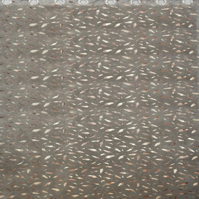 Shimmer Veil Printed Velvet Curtain - Grey,Gold media 5