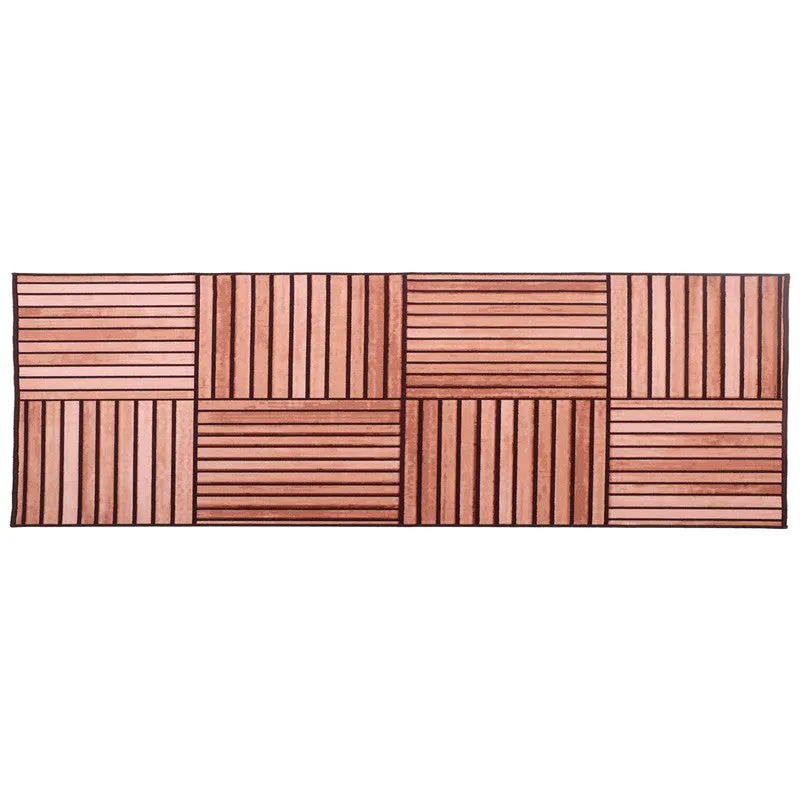 Striped Geometrica Anti-Skid Nylon Runner Rug media 1