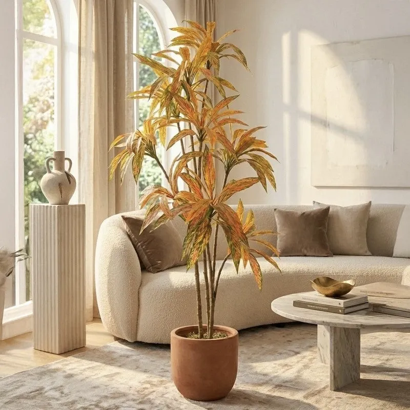 Ventira Artificial Dracaena Green Tree With Black Plastic Pot 5.6 ft media 4