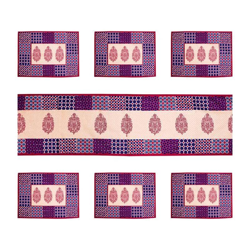 Maroon Mix Table Runner & Placemat - Seven Piece set media 3