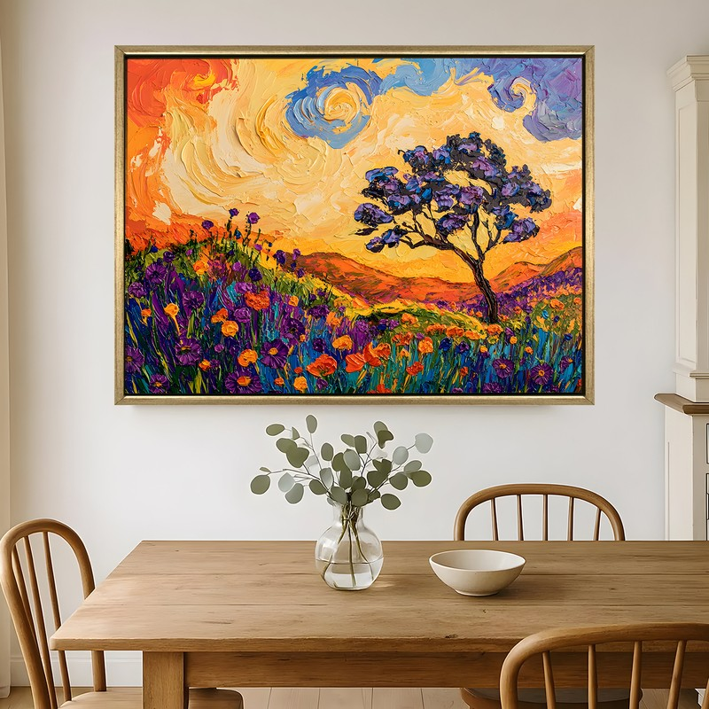 Saffron Sunset Canvas Wall Painting With Frame
