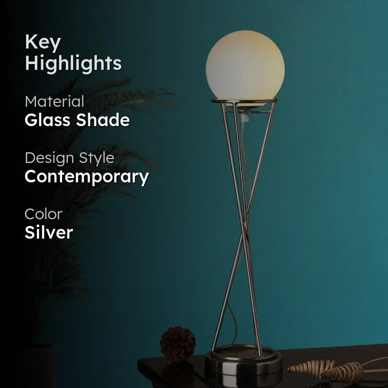Dovie Moon LED Glass Table Lamp - Silver media 2