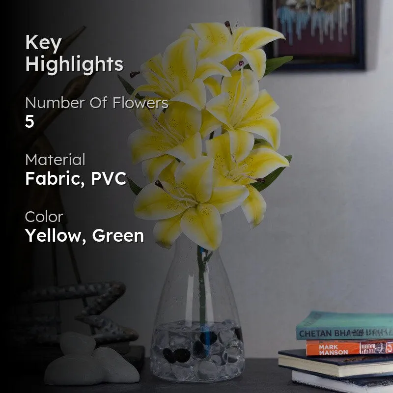 Realistic Artificial Lily Flower Bunch - Yellow media 2