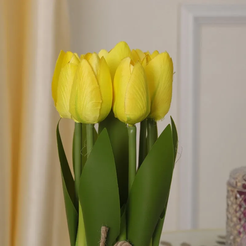 Realistic Artificial Tulip Bunch - Yellow media 3
