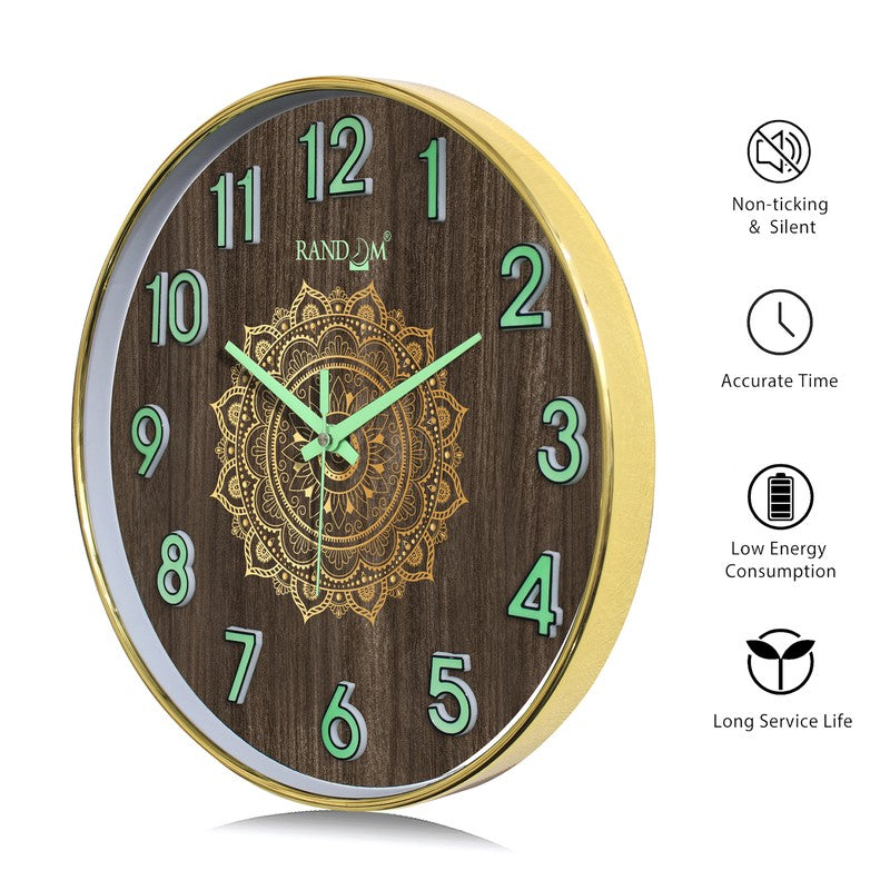 Mandala Round Floral Plastic Wall Clock - Brown media 7