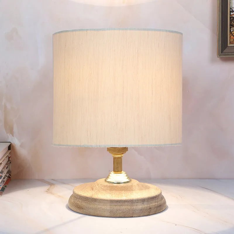 Bisara Pebble Solid Mango Wood Table Lamp - Ivory, Brown media 1