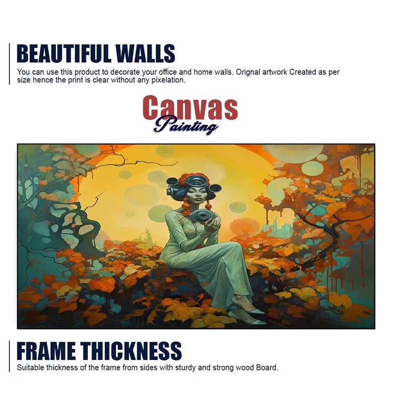 Lady With Camera Canvas Wall Painting media 8
