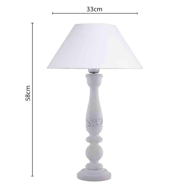 Earthie Wooden Fabric Table Lamp - White media 7