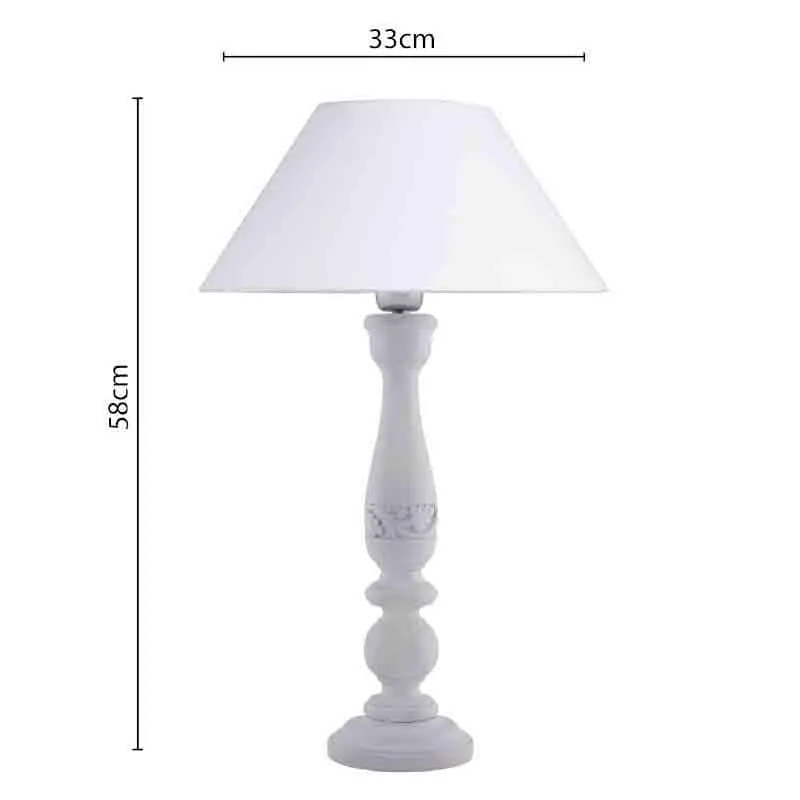 Earthie Wooden Fabric Table Lamp - White media 7