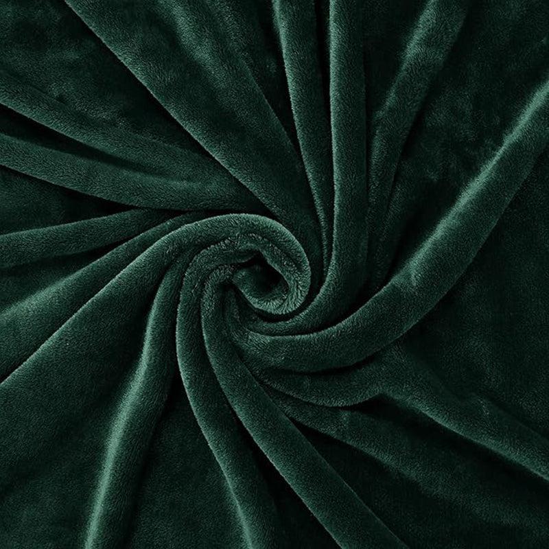 Sarva Solid Knitted Cotton Flannel Blanket (Dark Green) - 190 GSM media 5