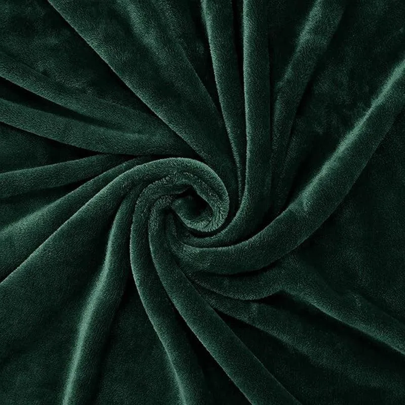Sarva Solid Knitted Cotton Flannel Blanket (Dark Green) - 190 GSM media 5