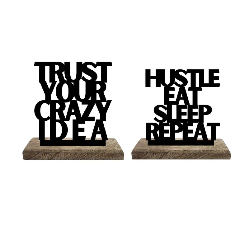 Crazy Hustle Momentum Typography Showpiece - Set Of Two media 5
