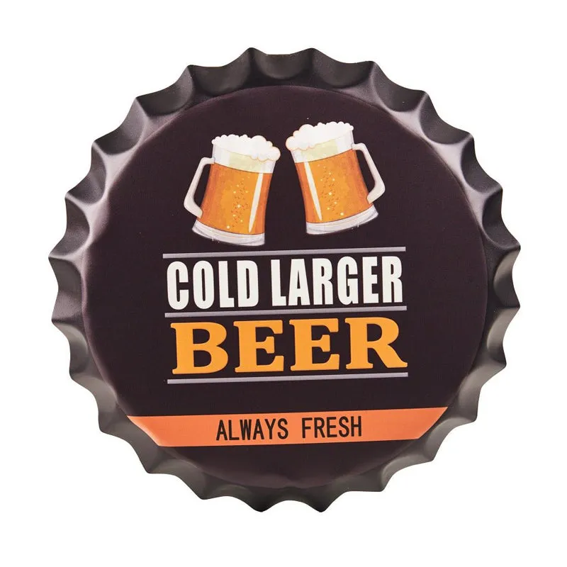 Cold Large Beer Bottle Cap Metal Wall Accent media 3