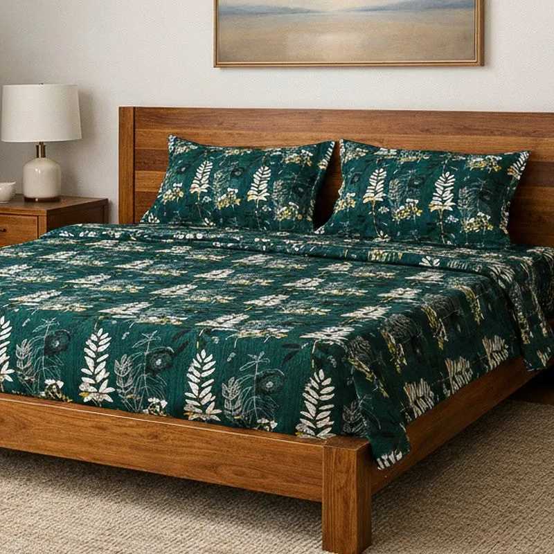Aubrelle Microfiber Microfiber Bedsheet (Dark Green) - 150 GSM media 3