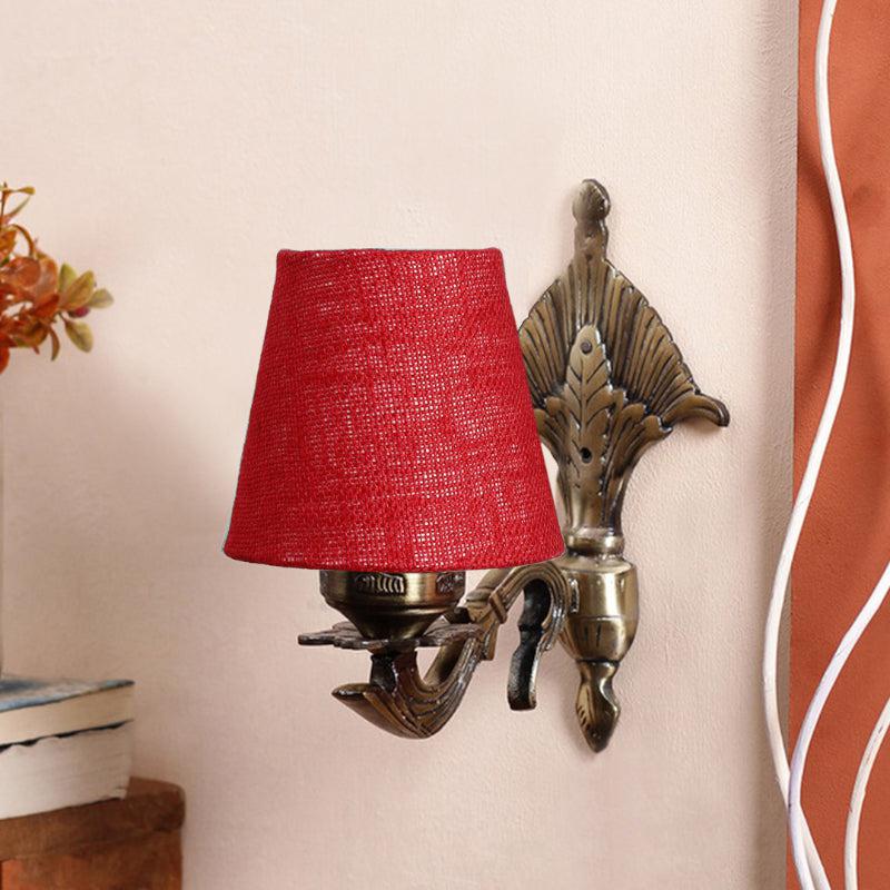 Magda Masique Conical Fabric & Metal Wall Lamp - Maroon media 3