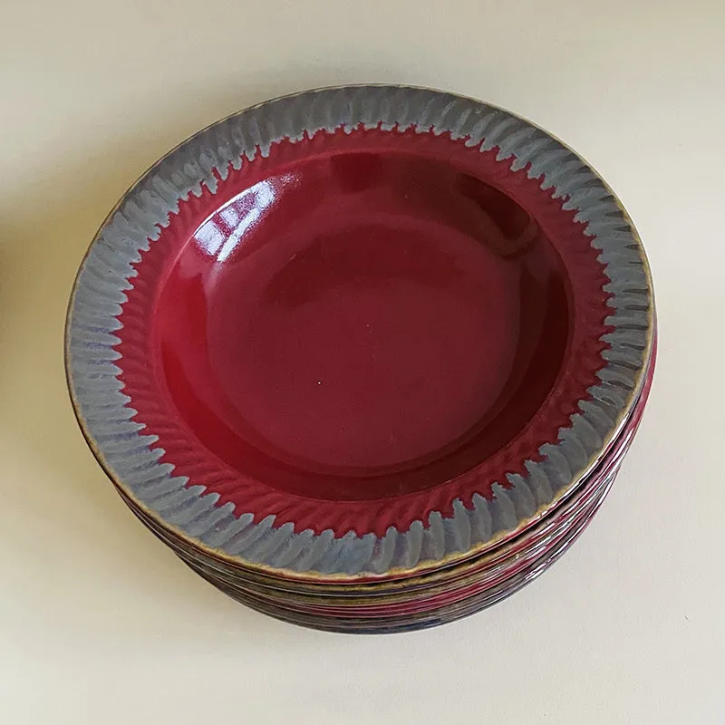 Raisel Ceramic Pasta Plate (Red) - Set Of Eight media 5