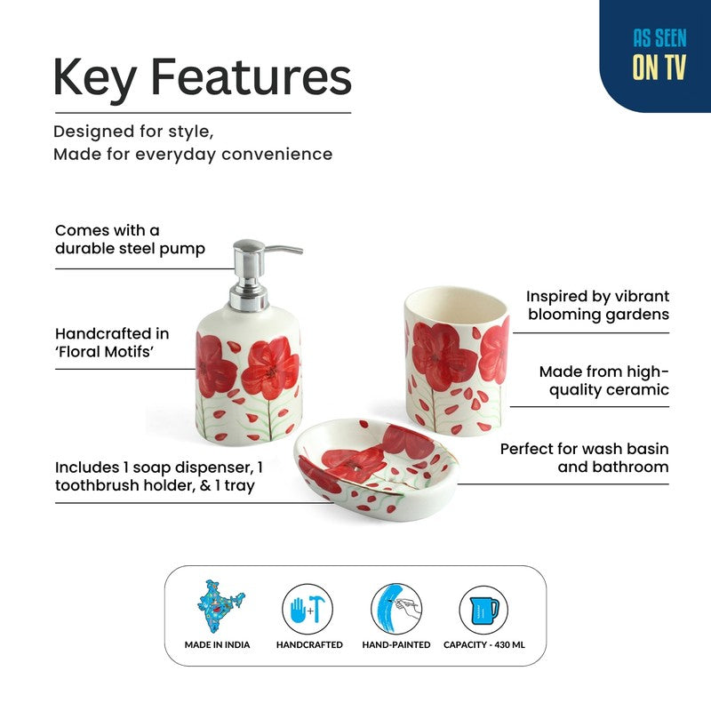Scarlet Bloom Bathroom Set - Three Piece Set media 4