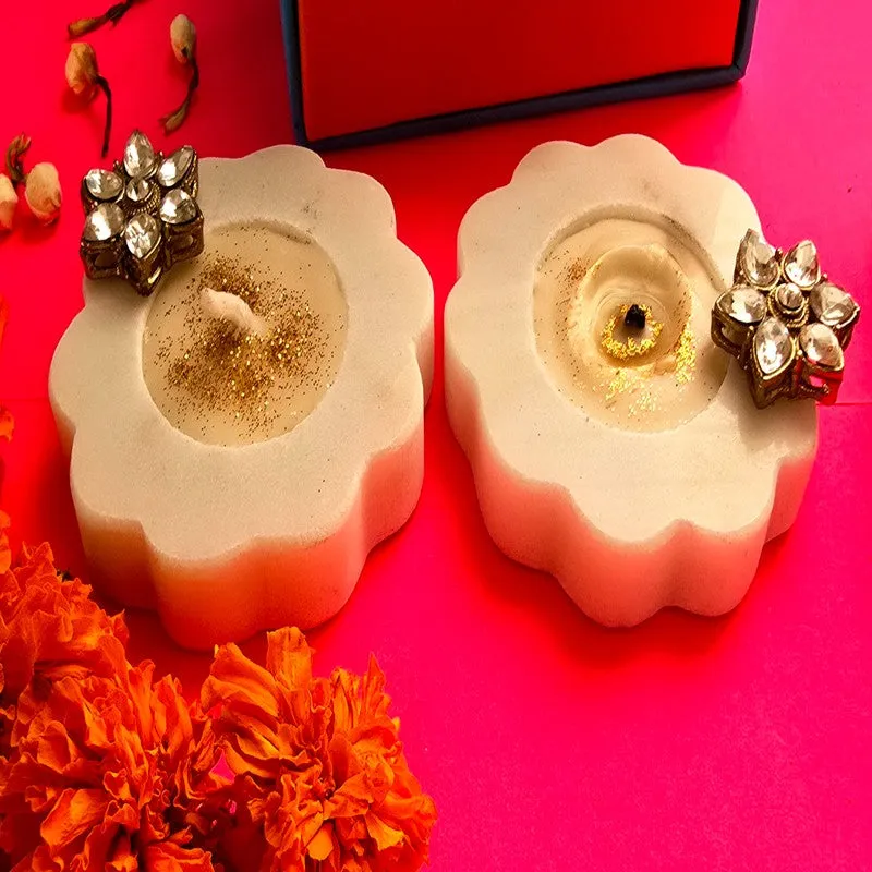 Festive Blossom Glow Holders (Off White) - Set Of Two media 6