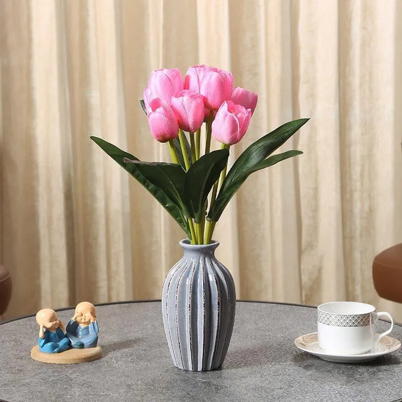 Faux Tulip Floral Bunch (Pink) - Set Of Two media 1