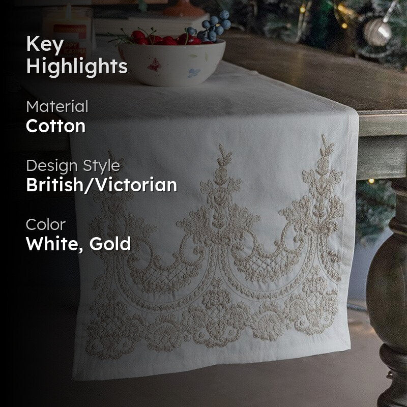 Roshanara Cotton Table Runner - Beige media 2