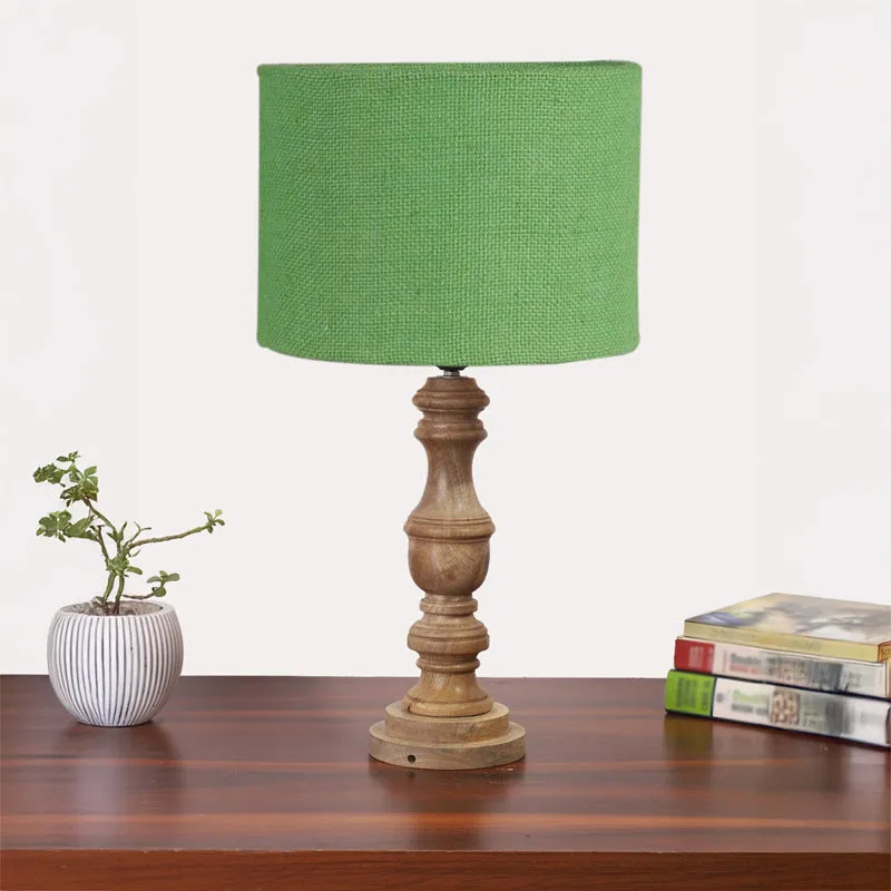 Sienna I Carve Wooden Table Lamp - Green,Brown media 3