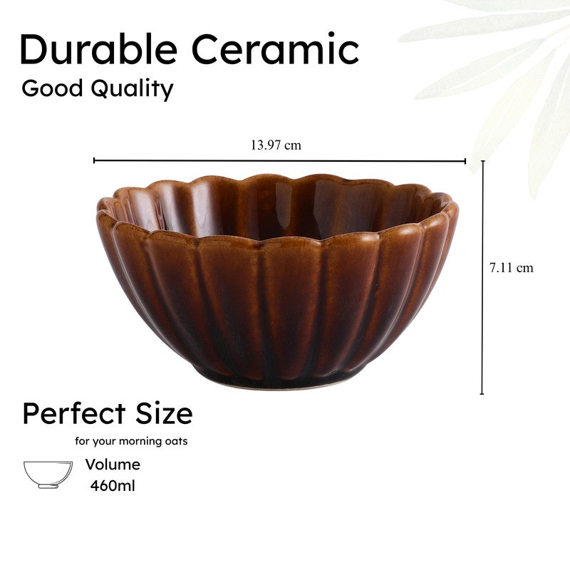 Vintage Brown Fluted Serving Bowl - 460 mL media 9