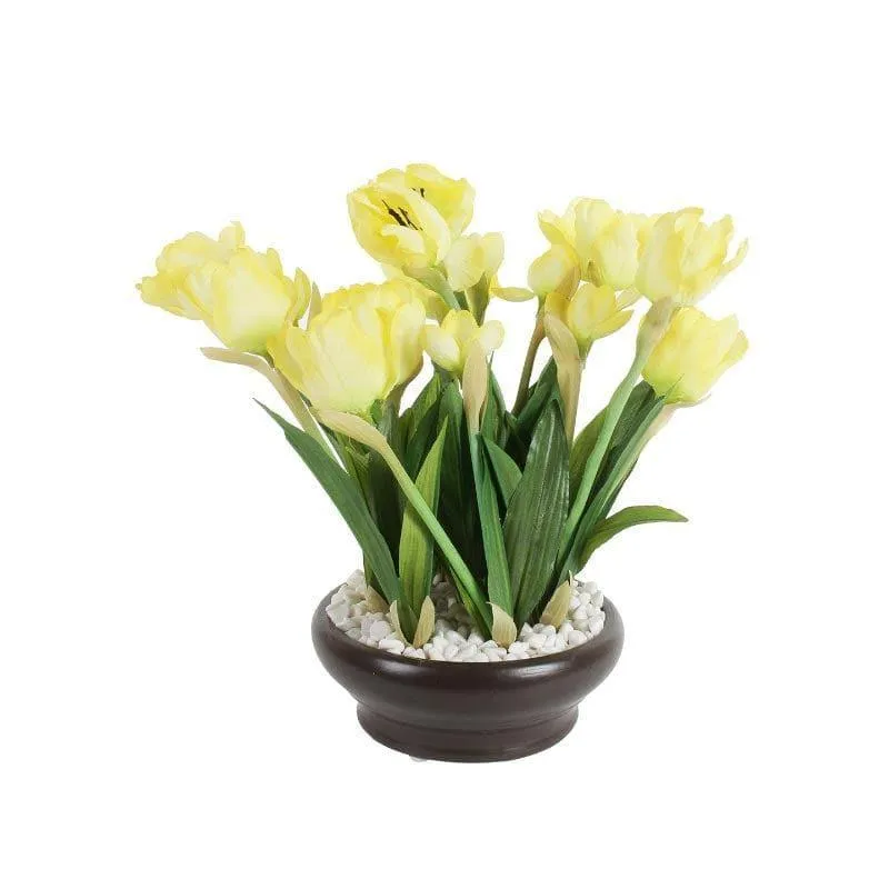 Faux Tulip Bonsai In Ceramic Pot (26 cms) - Yellow media 4