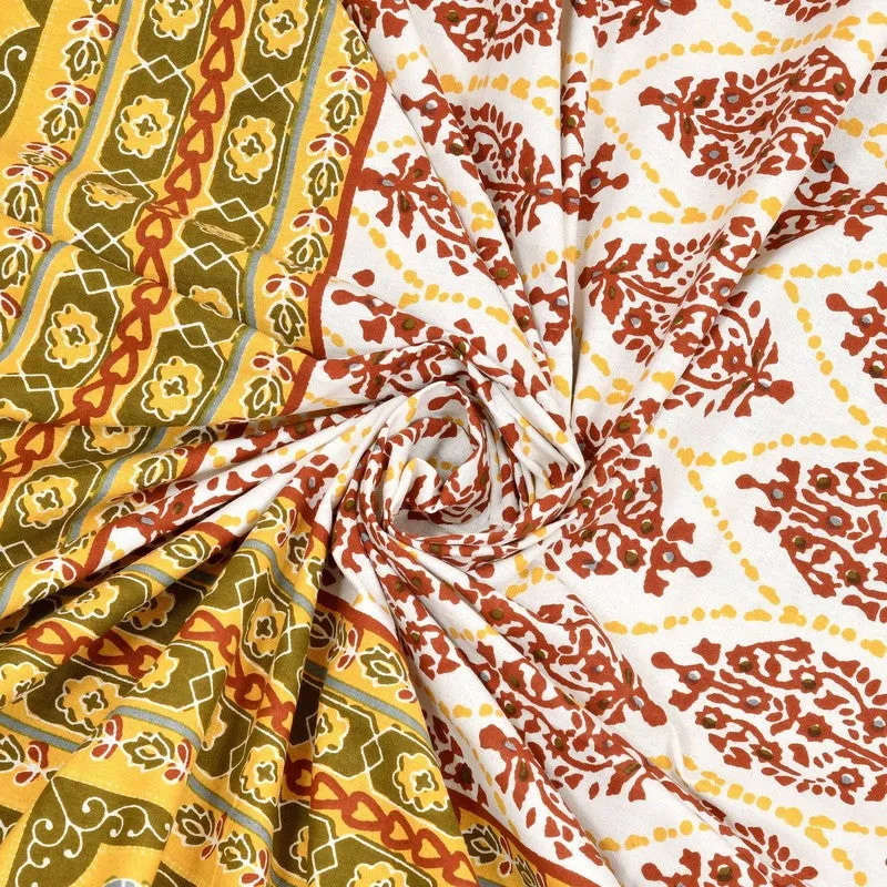 Gardenet Cotton Bedsheet (Maroon,Yellow) - 240 TC media 5