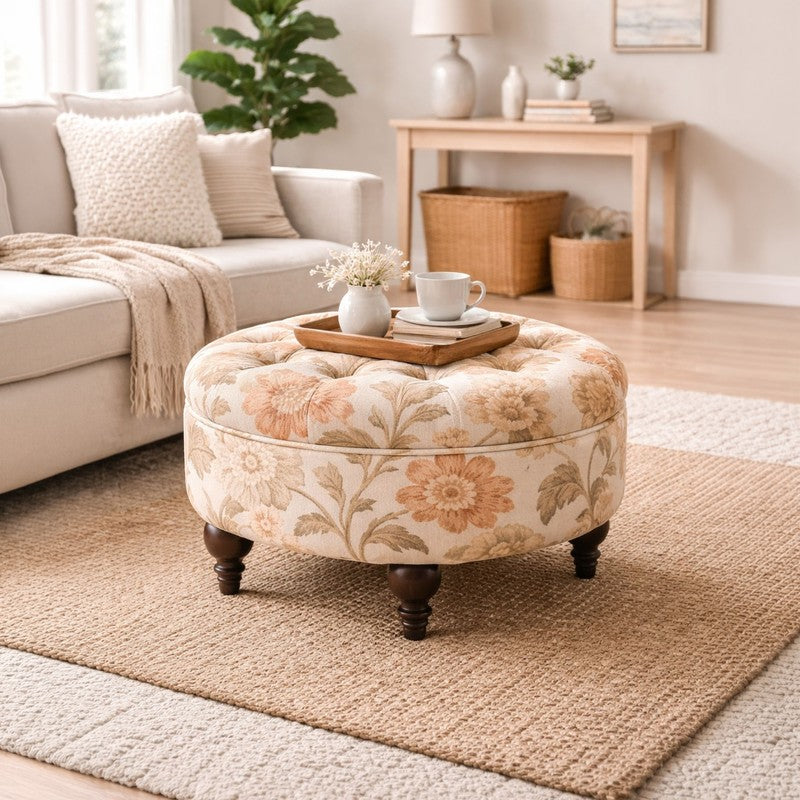BloomNest Teak Wood Ottomans & Pouffe