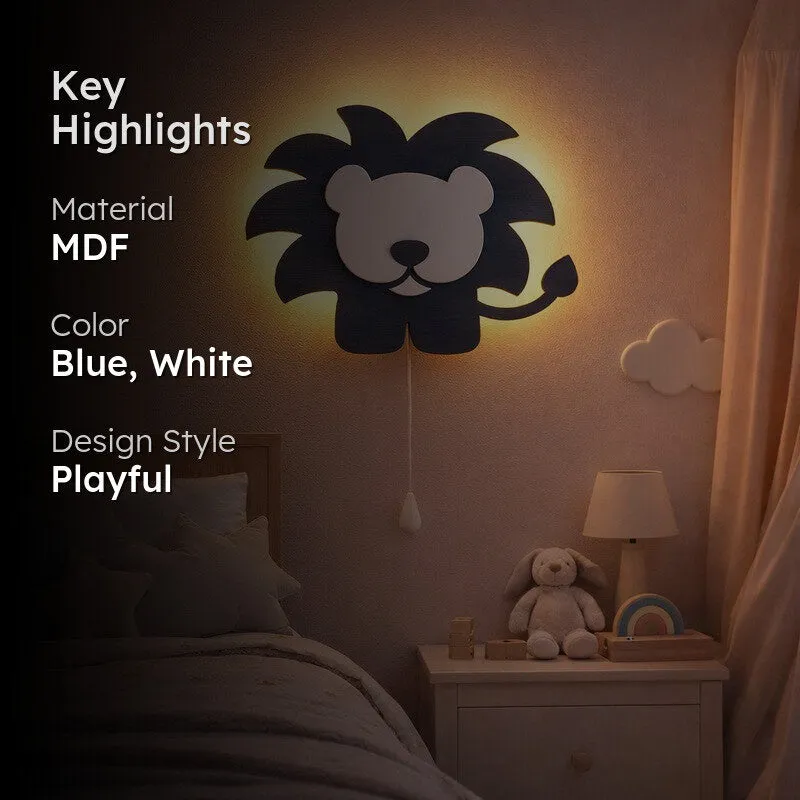 Pureva Lion Battery Operated MDF Wall Lamp - Blue media 2