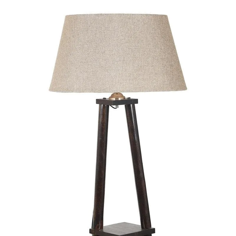 Camella Wooden Floor Lamp With Shelf - Beige media 4
