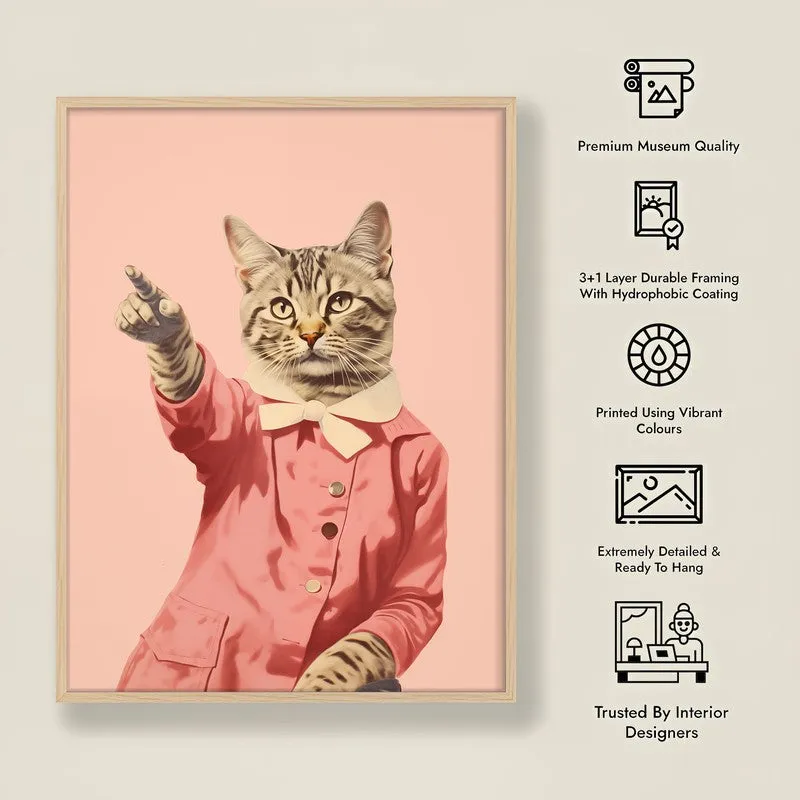 Disco Cat Archival Canvas Wall Art - Natural Brown Frame media 8