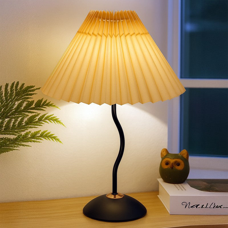 GlowVista Artistic Bedside Metal Table Lamp - Brown