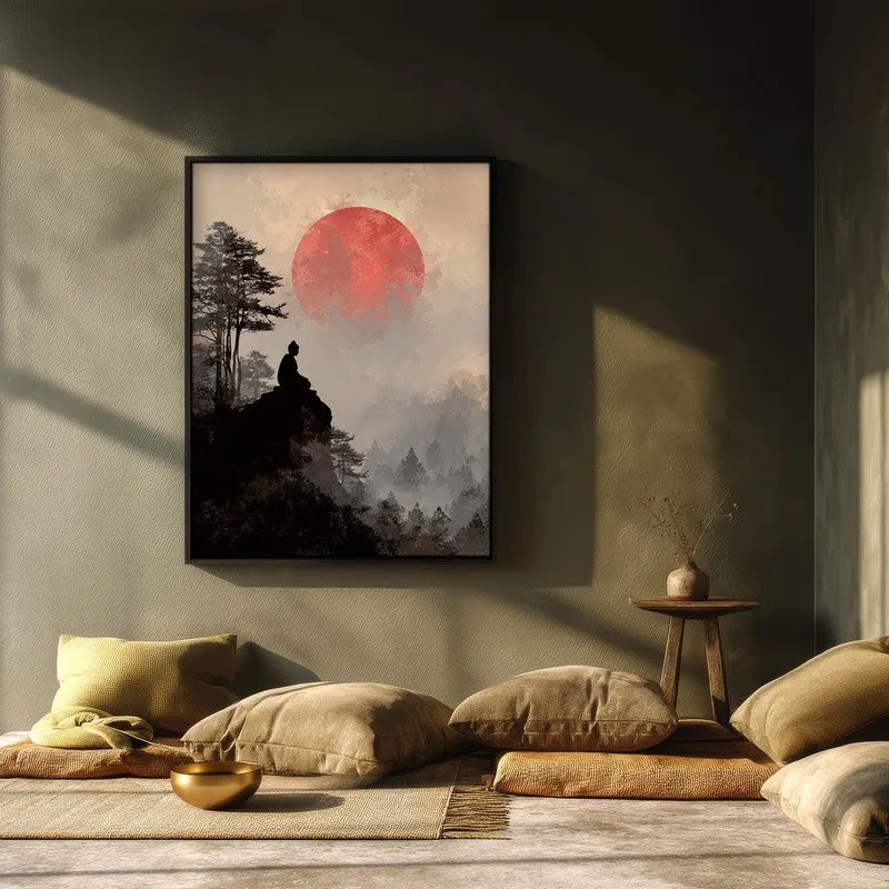 Crimson Sun IV Over Silent Peaks Wall Painting With Black Frame media 3