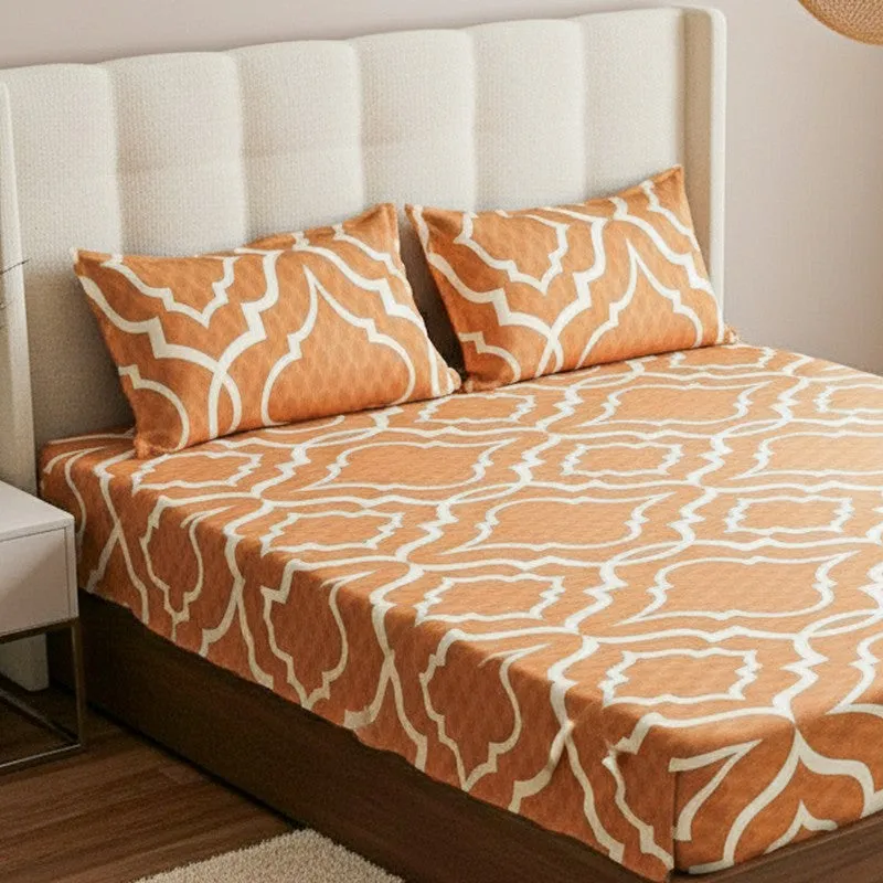 Medina Maze Ethnic Cotton Bedsheet (Warm Brown) - 200 TC media 3