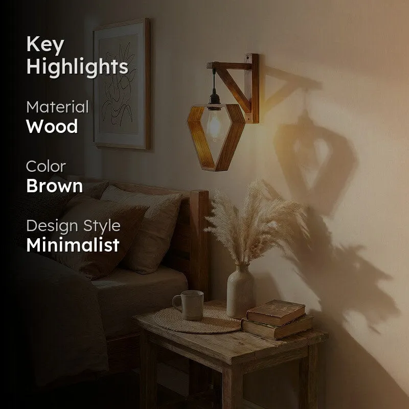 GeoHeart Wooden Wall Lamp - Brown media 2