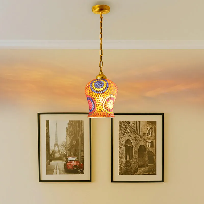 Vibrant Mosaic Glass Ceiling Lamp media 2