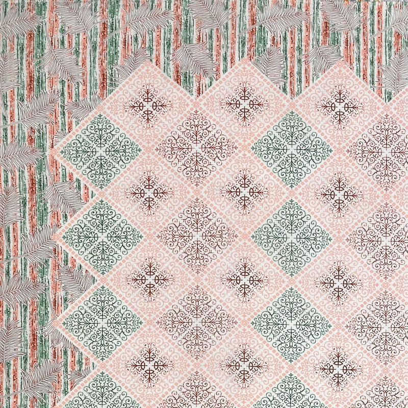 Blooma Cotton Bedsheet (Peach,Blue) - 240 TC media 5