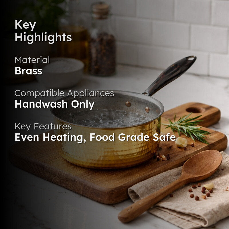 AurumCook Glossy Brass Saucepan - 2000 ML media 2