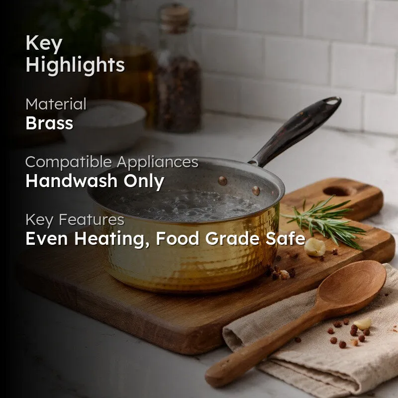 AurumCook Glossy Brass Saucepan - 2000 ML media 2