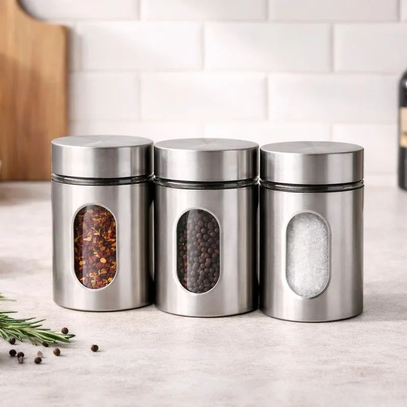 Kitchen Vault Stainless Steel Jar (300 mL Each) - Set Of Three media 1