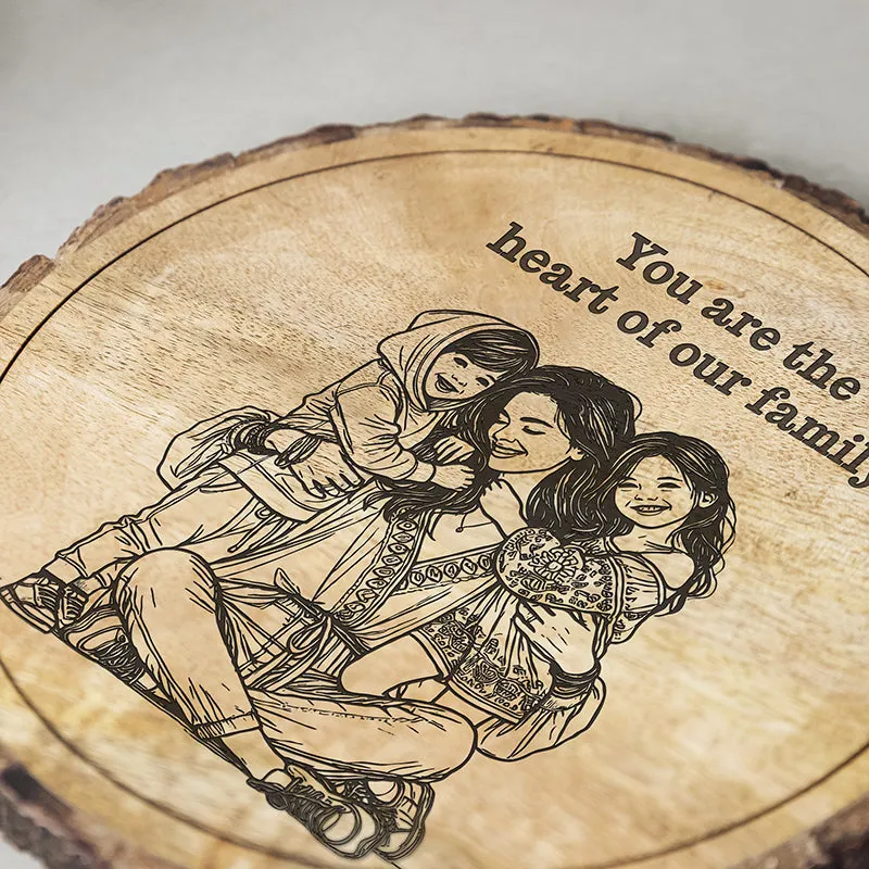 The Heart Of Our Family Wood Showpiece - Round media 4