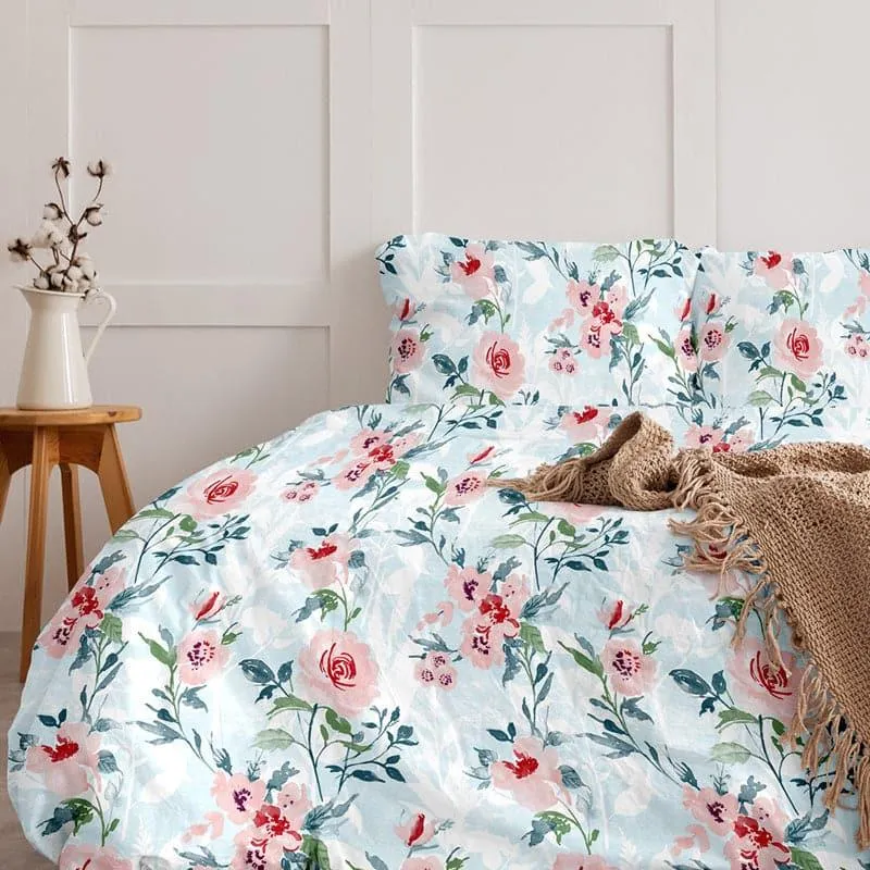 Surva Camellias Flora Cotton Bedsheet (Pink) - 254 TC media 3