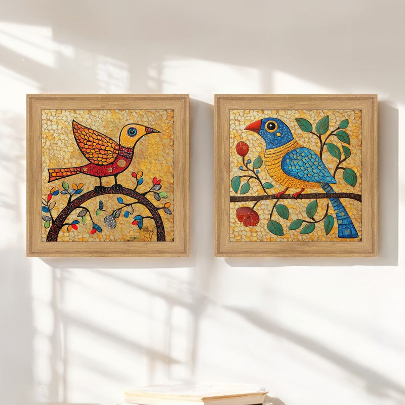 Madhubhani Birds I Wall Art - Set Of Two media 4