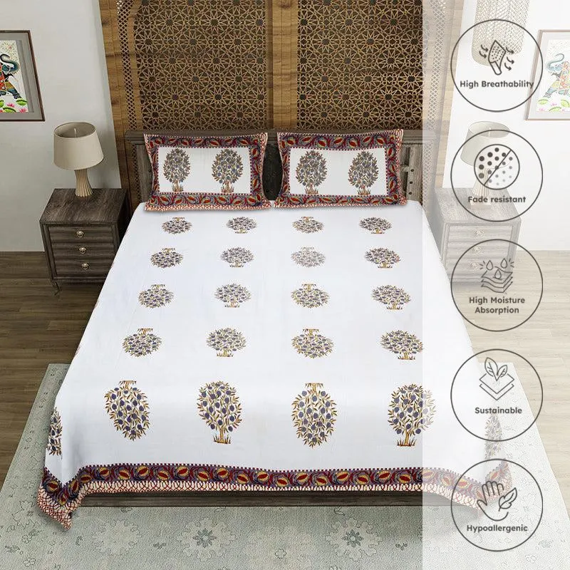 Chatur Floral Cotton Bedsheet (Red) - 144 TC media 3