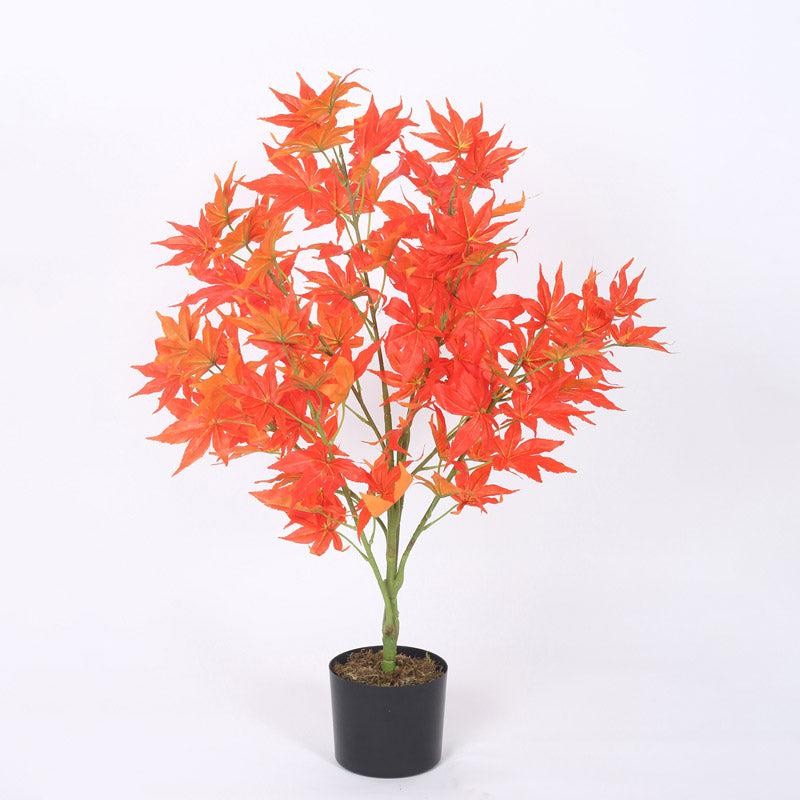 Faux Realtouch Japanese Maple Tree With Black Plastic Pot - 2.6 Feet media 4