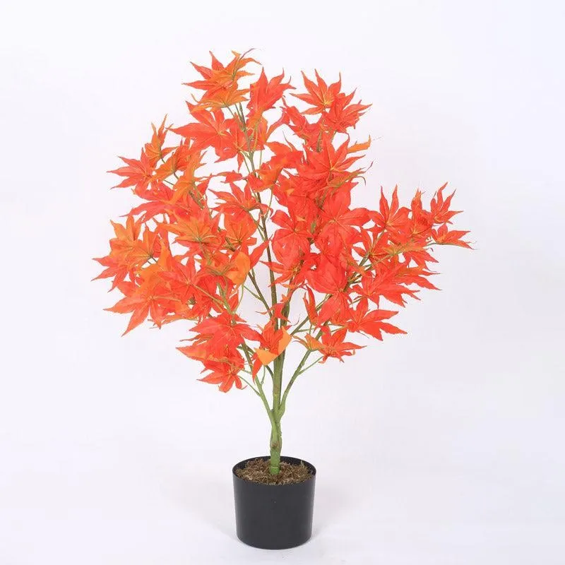 Faux Realtouch Japanese Maple Tree With Black Plastic Pot - 2.6 Feet media 4